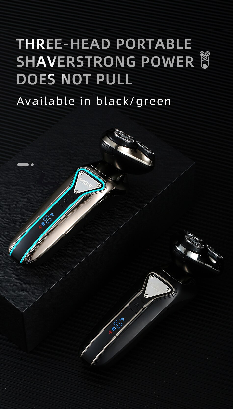 Men's Electric Shaver for Men Razor Smart Beard Shaving Timmer 3D Blade Float IPX7 Shaving Machine LCD Display Electric Razor