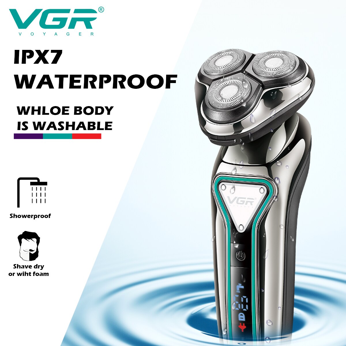 Men's Electric Shaver for Men Razor Smart Beard Shaving Timmer 3D Blade Float IPX7 Shaving Machine LCD Display Electric Razor Men's Electric Shaver for Men Razor Smart Beard Shaving Timmer 3D Blade Float IPX7 Shaving Machine LCD Display Electric Razor
