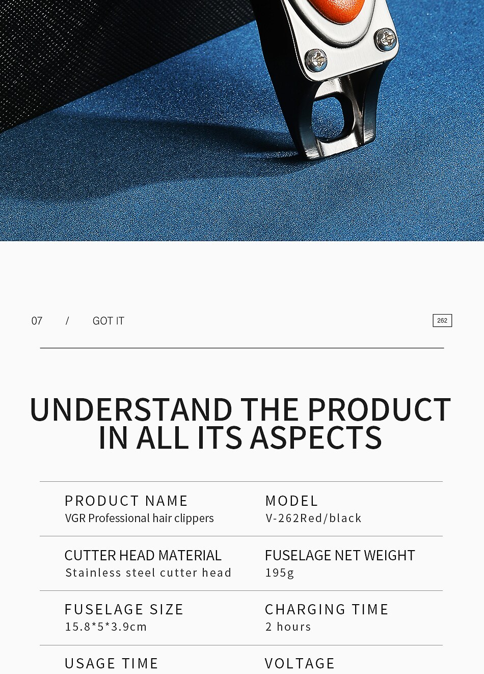 VG RProfessional Hair Trimmer for Men Classcial Rechargeable Beard Trimmer Electric Barber Clipper Hair Cutting Machine Haircut