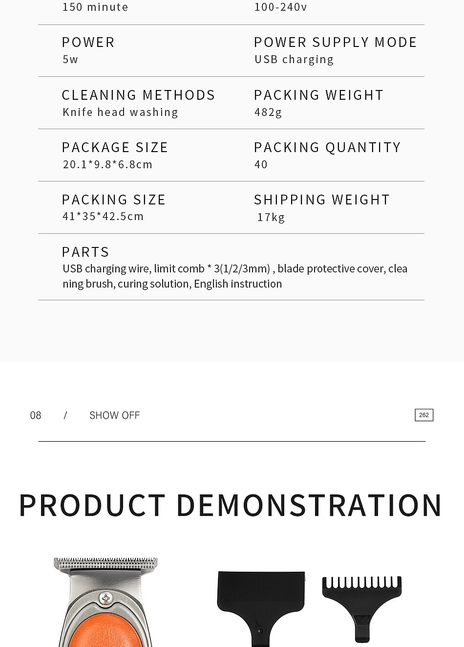 VG RProfessional Hair Trimmer for Men Classcial Rechargeable Beard Trimmer Electric Barber Clipper Hair Cutting Machine Haircut