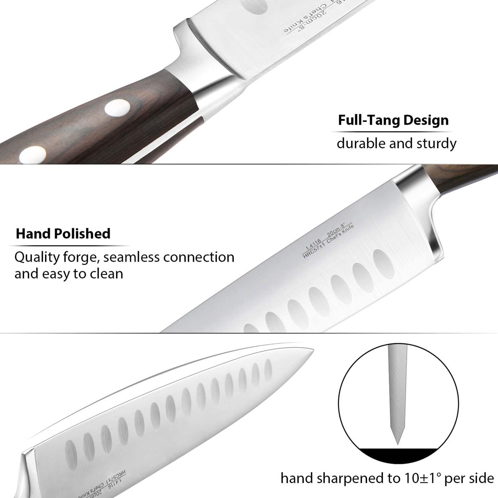 8pcs/Set Wood Handle Kitchen Knives Kitchen Cutting Tool Block Set With Sharpener 1.4116 Stainless Steel Blade Scissors 8pcs/Set Wood Handle Kitchen Knives Kitchen Cutting Tool Block Set With Sharpener 1.4116 Stainless Steel Blade Scissors
