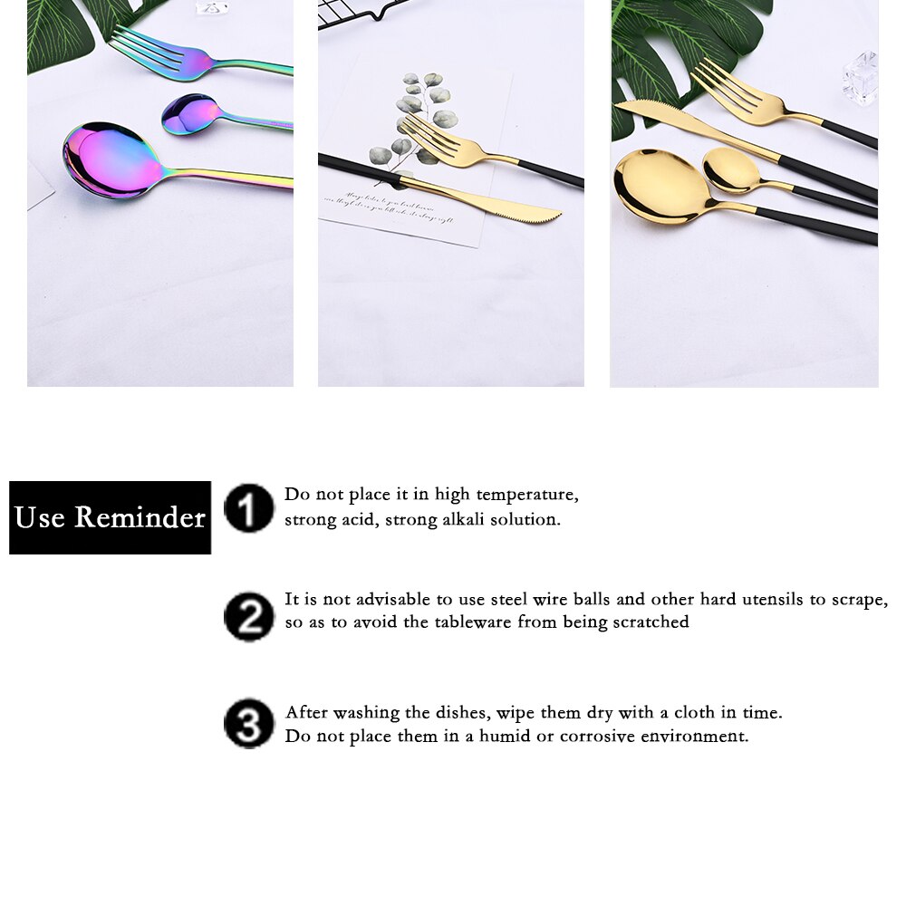 24pcs Black Western Dinnerware Set Stainless Steel Cutlery Set Fork Knife Spoon Tableware Set Flatware Set Silverware Set