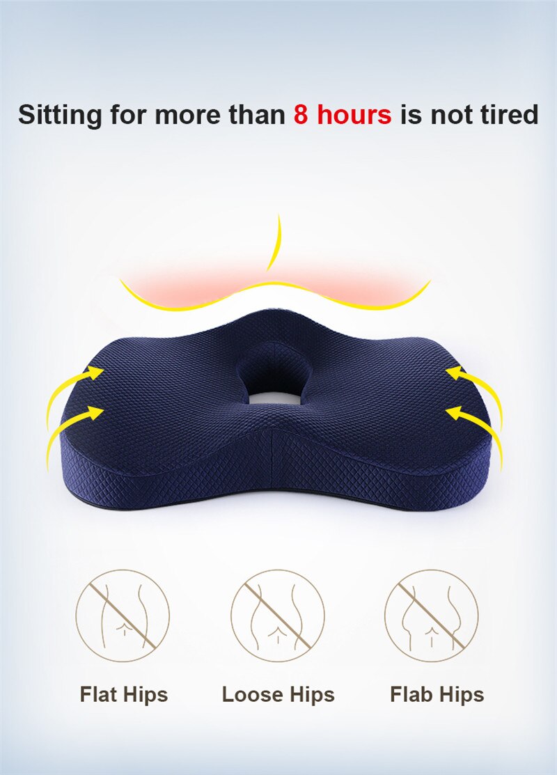 Memory Foam Seat Cushion Orthopedic Pillow Coccyx Office Chair Cushion Support Waist Back Pillow Car Seat Hip Massage Pad Sets