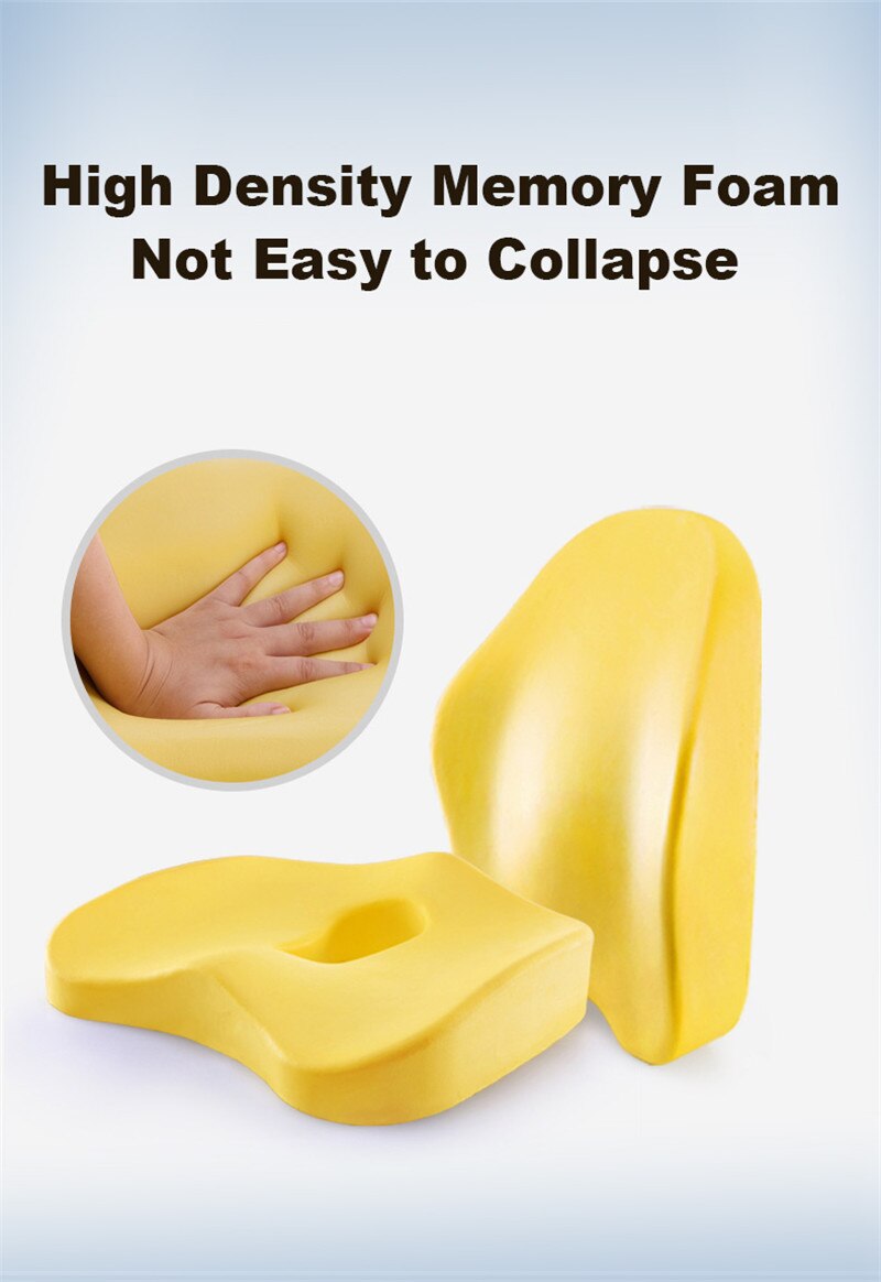 Memory Foam Seat Cushion Orthopedic Pillow Coccyx Office Chair Cushion Support Waist Back Pillow Car Seat Hip Massage Pad Sets