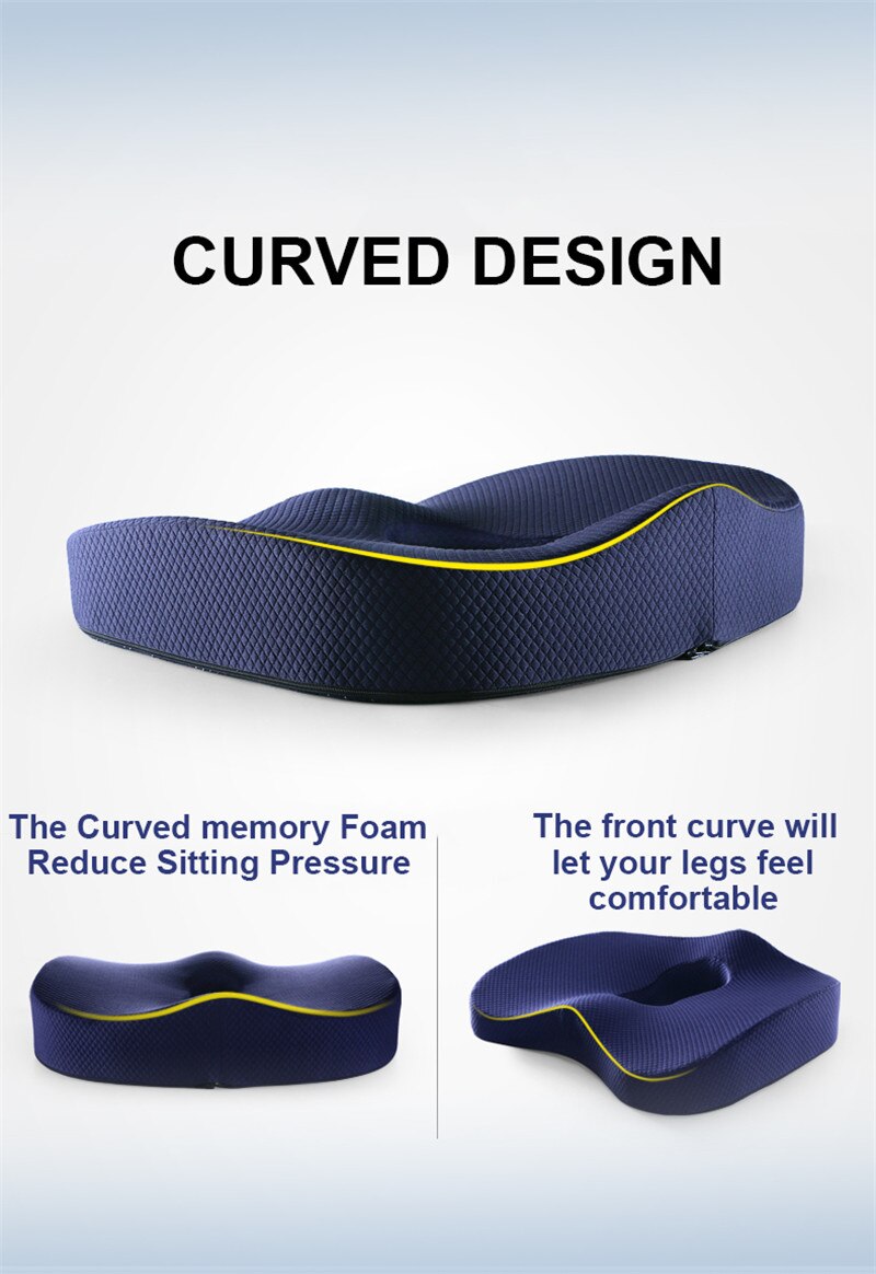 Memory Foam Seat Cushion Orthopedic Pillow Coccyx Office Chair Cushion Support Waist Back Pillow Car Seat Hip Massage Pad Sets