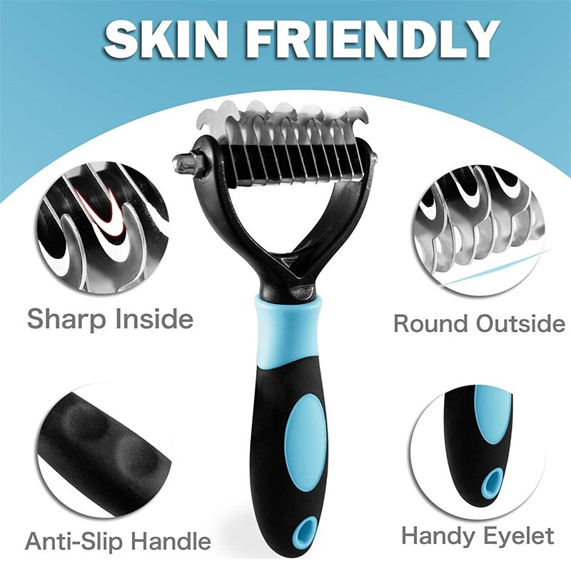 Professional Pet Deshedding Brush 2 Sided Dematting Dog Comb Cat Brush Rake Puppy Grooming Tools Undercoat Shedding Flying Hair Professional Pet Deshedding Brush 2 Sided Dematting Dog Comb Cat Brush Rake Puppy Grooming Tools Undercoat Shedding Flying Hair