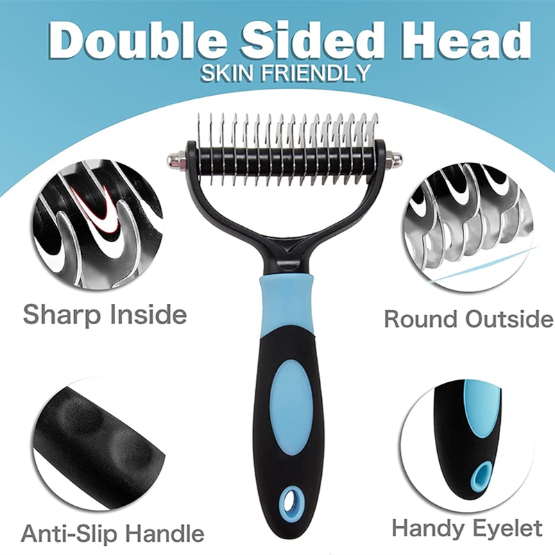 Professional Pet Deshedding Brush 2 Sided Dematting Dog Comb Cat Brush Rake Puppy Grooming Tools Undercoat Shedding Flying Hair Professional Pet Deshedding Brush 2 Sided Dematting Dog Comb Cat Brush Rake Puppy Grooming Tools Undercoat Shedding Flying Hair
