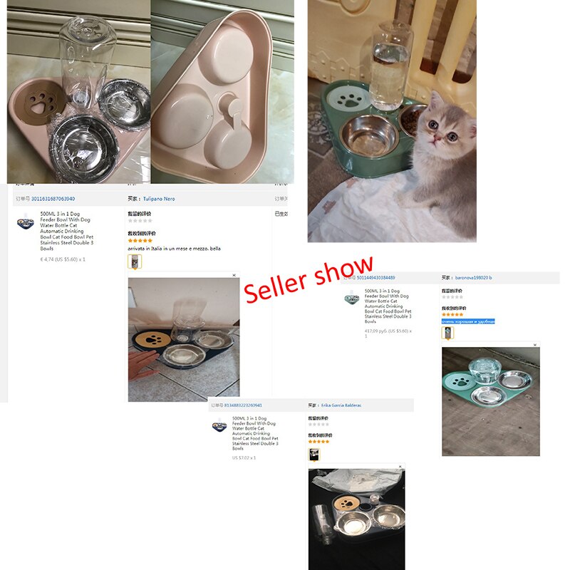 500ML Dog Bowl Cat Feeder Bowl With Dog Water Bottle Automatic Drinking Pet Bowl Cat Food Bowl Pet Stainless Steel Double 3 Bowl 500ML Dog Bowl Cat Feeder Bowl With Dog Water Bottle Automatic Drinking Pet Bowl Cat Food Bowl Pet Stainless Steel Double 3 Bowl