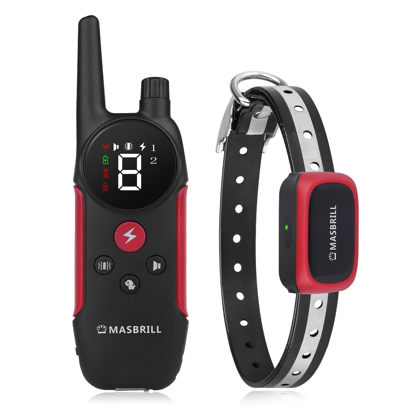 MASBRILL Electric Dog Training Collar Light Waterproof Rechargeable Pet Anti Bark Control Collar Electric Shocker for All Dog