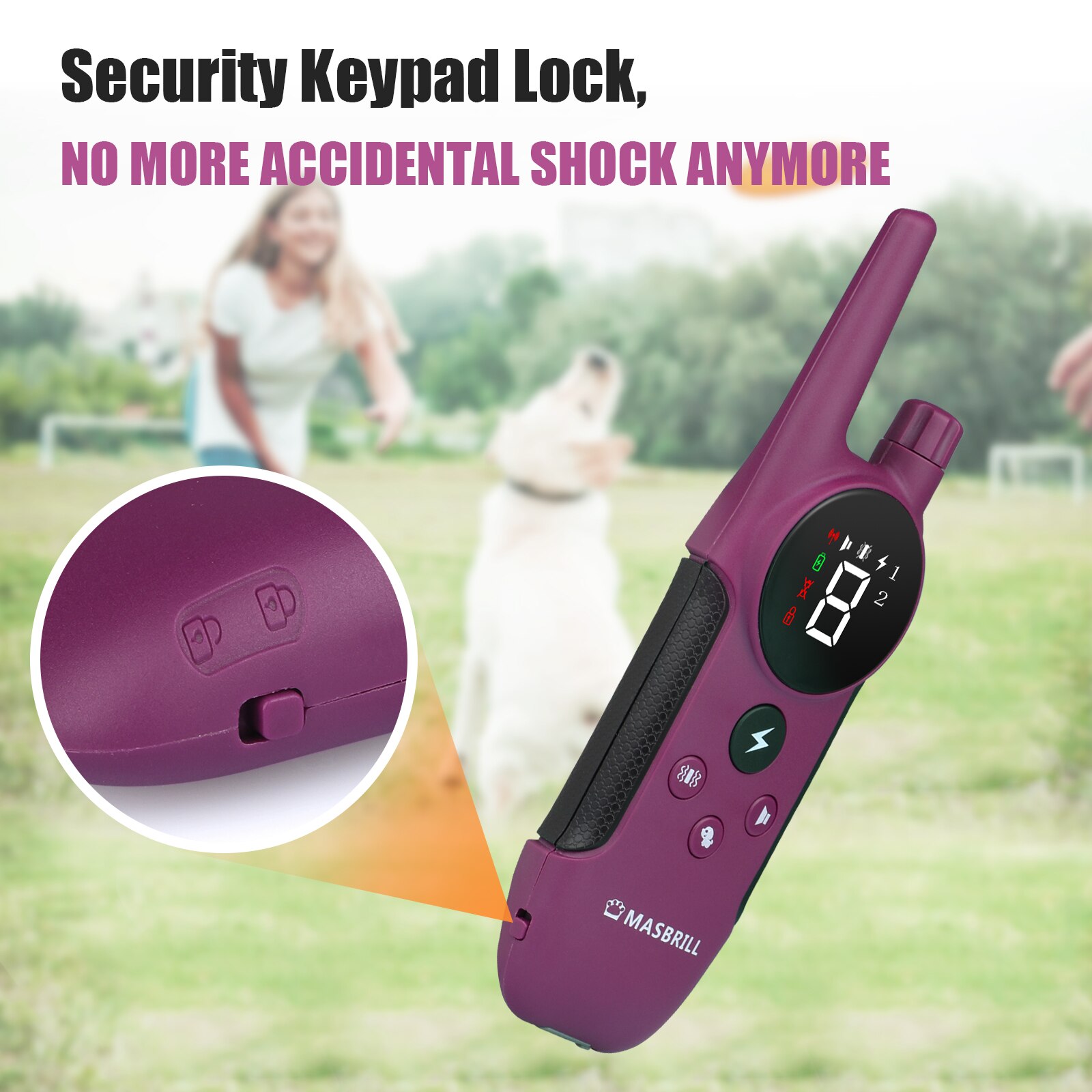 MASBRILL Electric Dog Training Collar Light Waterproof Rechargeable Pet Anti Bark Control Collar Electric Shocker for All Dog