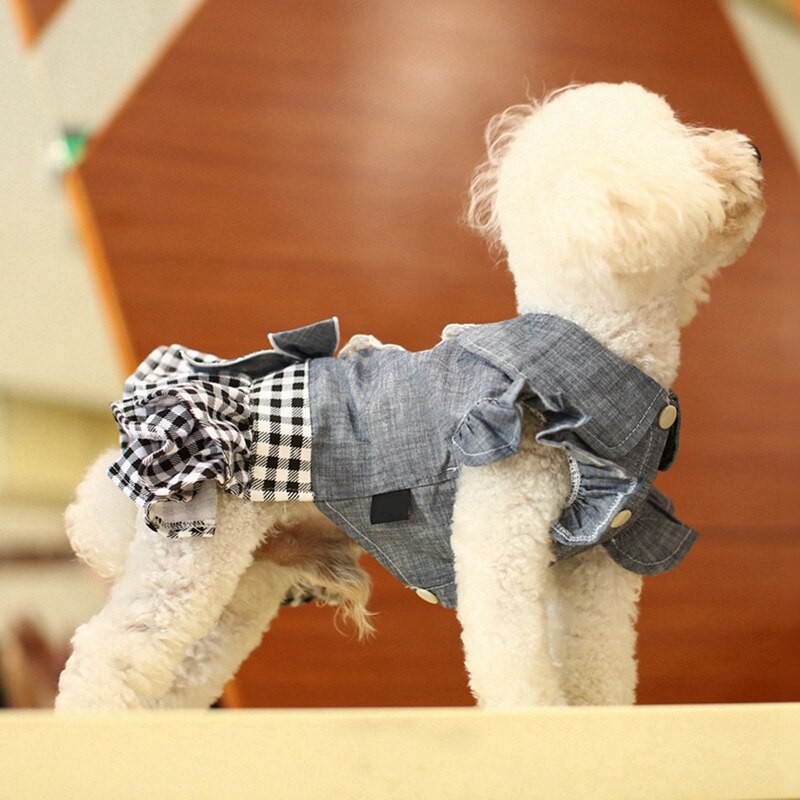 Summer Dog Jean Dress Pet Dog Clothes Dog Denim Dress Jeans Skirt Small Dog Dress Puppy Clothes Chihuahua Yorkies Teddy