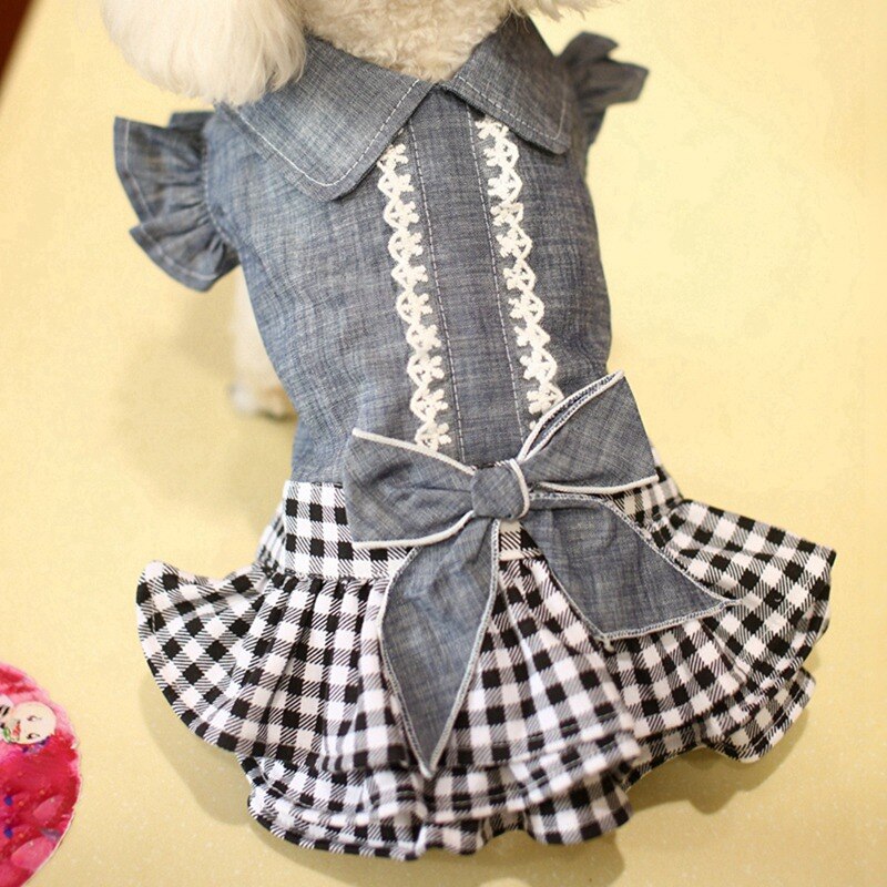 Summer Dog Jean Dress Pet Dog Clothes Dog Denim Dress Jeans Skirt Small Dog Dress Puppy Clothes Chihuahua Yorkies Teddy