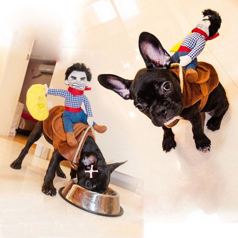Knight Style Pet Clothes Cowboy Rider Dog Costume for Dogs Cats Dress Up Clothing with Hat for Halloween Cosplay Pet Costume
