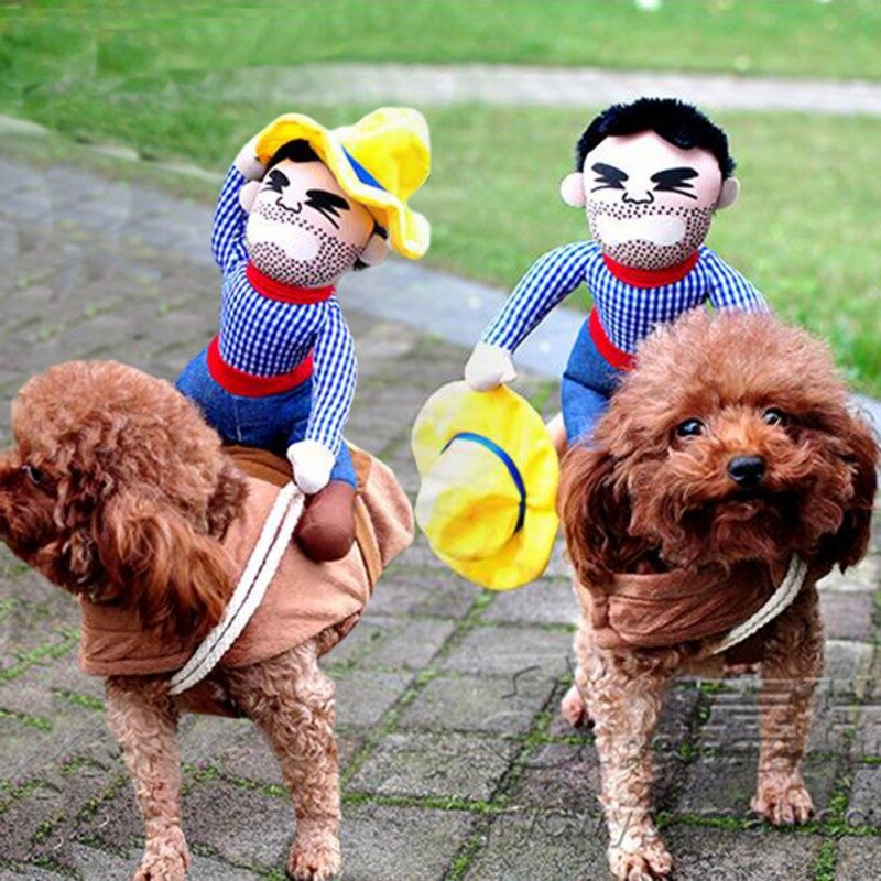 Knight Style Pet Clothes Cowboy Rider Dog Costume for Dogs Cats Dress Up Clothing with Hat for Halloween Cosplay Pet Costume
