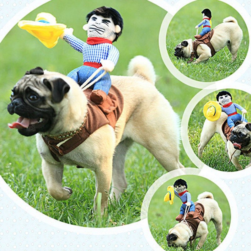 Knight Style Pet Clothes Cowboy Rider Dog Costume for Dogs Cats Dress Up Clothing with Hat for Halloween Cosplay Pet Costume