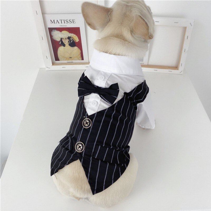 Gentleman Dog Clothes Wedding Suit Formal Shirt For Small Dogs Bowtie Tuxedo Pet Outfit Costume For Cats Spring And Summer Suits