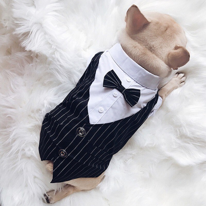 Gentleman Dog Clothes Wedding Suit Formal Shirt For Small Dogs Bowtie Tuxedo Pet Outfit Costume For Cats Spring And Summer Suits