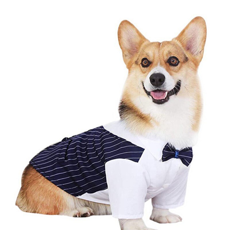 Gentleman Dog Clothes Wedding Suit Formal Shirt For Small Dogs Bowtie Tuxedo Pet Outfit Costume For Cats Spring And Summer Suits