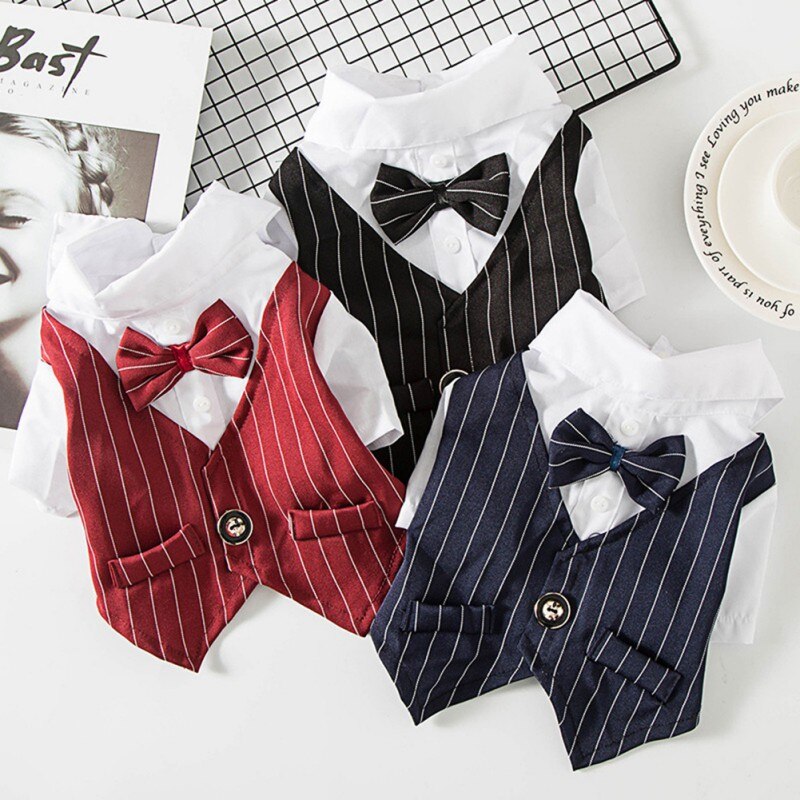Gentleman Dog Clothes Wedding Suit Formal Shirt For Small Dogs Bowtie Tuxedo Pet Outfit Costume For Cats Spring And Summer Suits Gentleman Dog Clothes Wedding Suit Formal Shirt For Small Dogs Bowtie Tuxedo Pet Outfit Costume For Cats Spring And Summer Suits