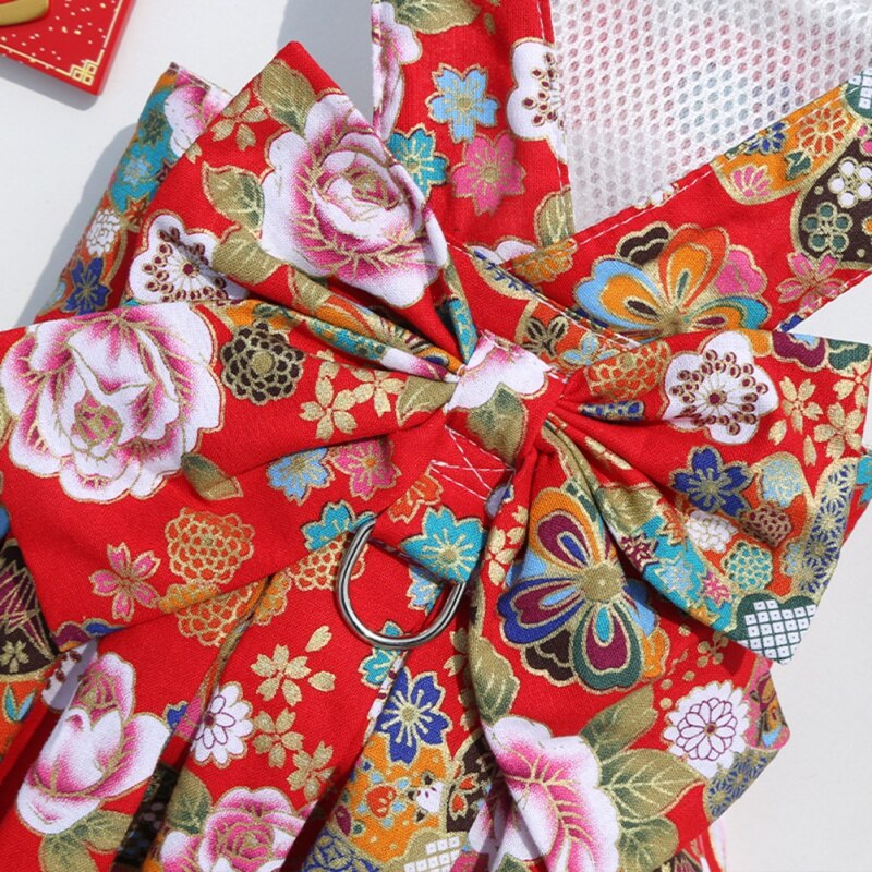 Summer Pet Floral Skirt Bow Dog Dress Matching Leash For Small Dogs Skirt Spring Princess Dog Wedding Dresses York Clothes Summer Pet Floral Skirt Bow Dog Dress Matching Leash For Small Dogs Skirt Spring Princess Dog Wedding Dresses York Clothes