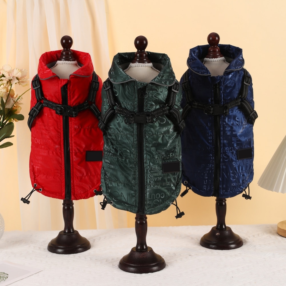 2 in 1 Pet Dog Jacket With Harness Winter Skiing Costume Plus Velvet Thickened Warm Dog Clothes For Labrador Waterproof Dog Coat 2 in 1 Pet Dog Jacket With Harness Winter Skiing Costume Plus Velvet Thickened Warm Dog Clothes For Labrador Waterproof Dog Coat