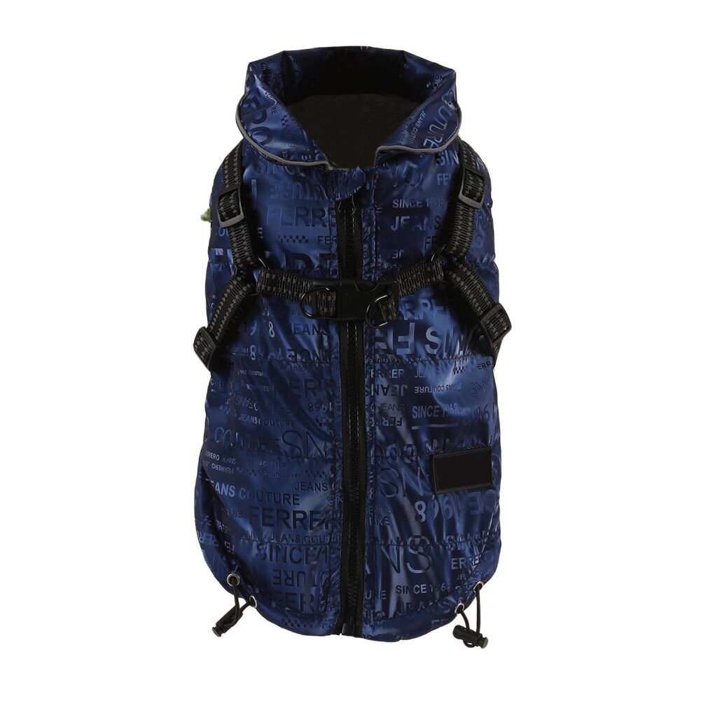 2 in 1 Pet Dog Jacket With Harness Winter Skiing Costume Plus Velvet Thickened Warm Dog Clothes For Labrador Waterproof Dog Coat