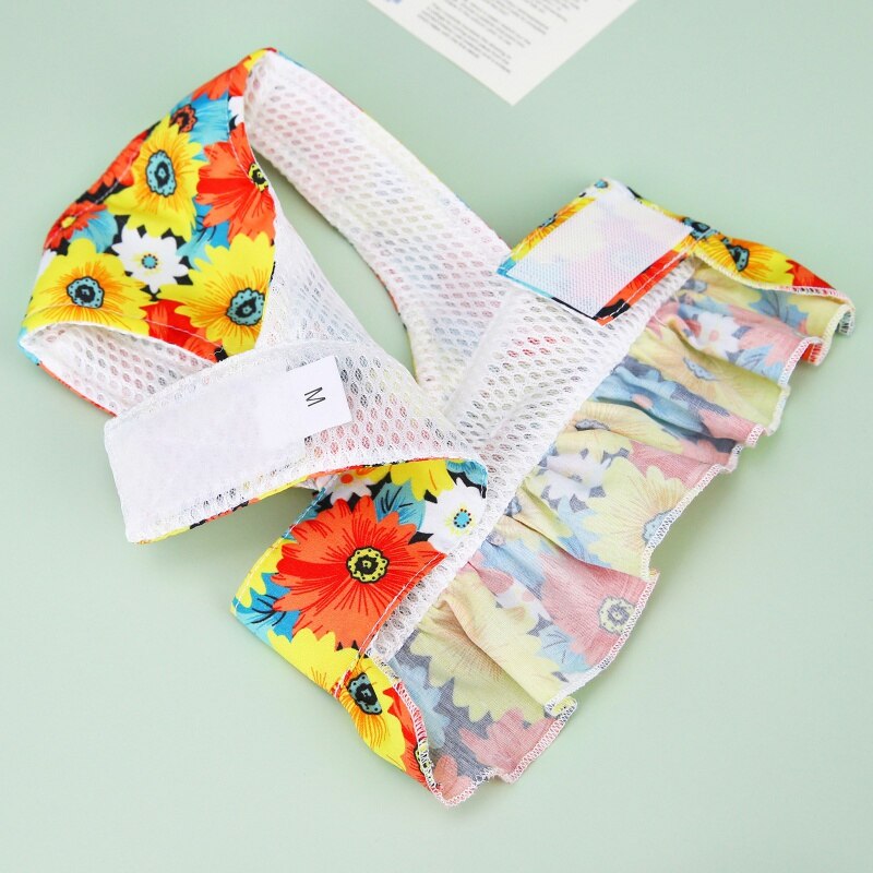 Summer Pet Floral Skirt Bow Dog Dress Matching Leash For Small Dogs Skirt Spring Dog Harness Vest Dresses York Clothes