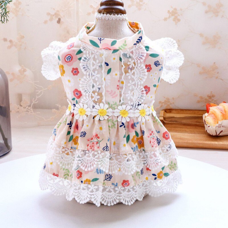 Summer Dog Small Floral Princess Dress Cat Dog Dress Puppy Skirt Wedding Dresses York Clothes For Dogs Pet Dress