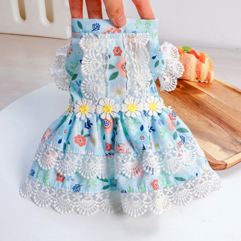 Summer Dog Small Floral Princess Dress Cat Dog Dress Puppy Skirt Wedding Dresses York Clothes For Dogs Pet Dress