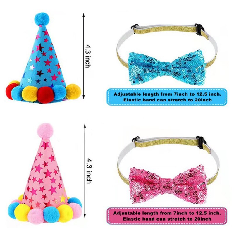 Pets Happy Birthday Costume Dog Hats Bowknot Bandana Neckerchief Bibs Banners Party Decoration Cat Dog Pets Accessories