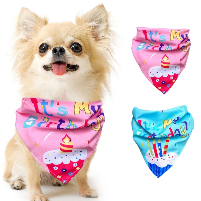 Pets Happy Birthday Costume Dog Hats Bowknot Bandana Neckerchief Bibs Banners Party Decoration Cat Dog Pets Accessories
