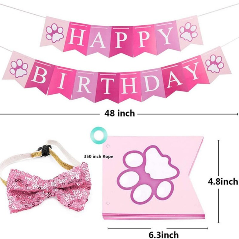 Pets Happy Birthday Costume Dog Hats Bowknot Bandana Neckerchief Bibs Banners Party Decoration Cat Dog Pets Accessories