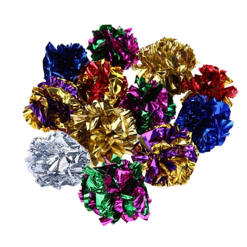 10/12Pcs Cat Crinkle Balls Cat Toy Interactive Sound Ball Big Plastic Balls Crackle Ring Paper Kitten Pet Play Toys Cats Trainin