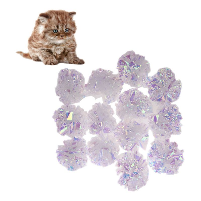 10/12Pcs Cat Crinkle Balls Cat Toy Interactive Sound Ball Big Plastic Balls Crackle Ring Paper Kitten Pet Play Toys Cats Trainin