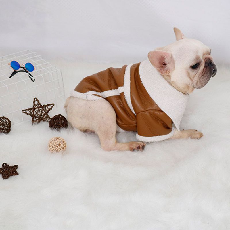 Pet Dog Leather Zipper Jacket Coat Pet Winter Clothes Fashion Motorcycle Jacket Clothing For Small Dogs French Bulldog Pug