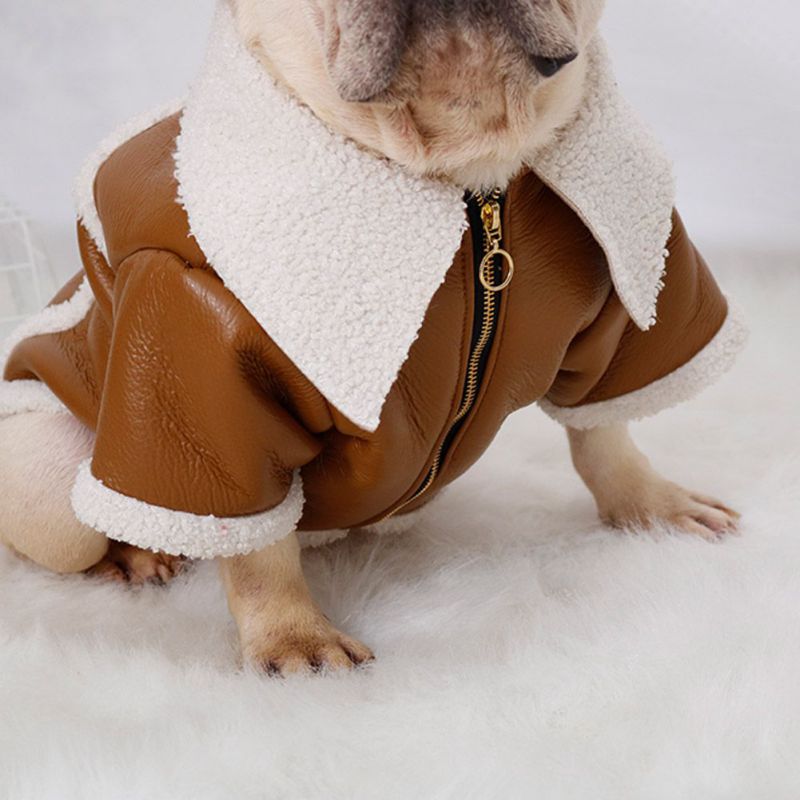 Pet Dog Leather Zipper Jacket Coat Pet Winter Clothes Fashion Motorcycle Jacket Clothing For Small Dogs French Bulldog Pug