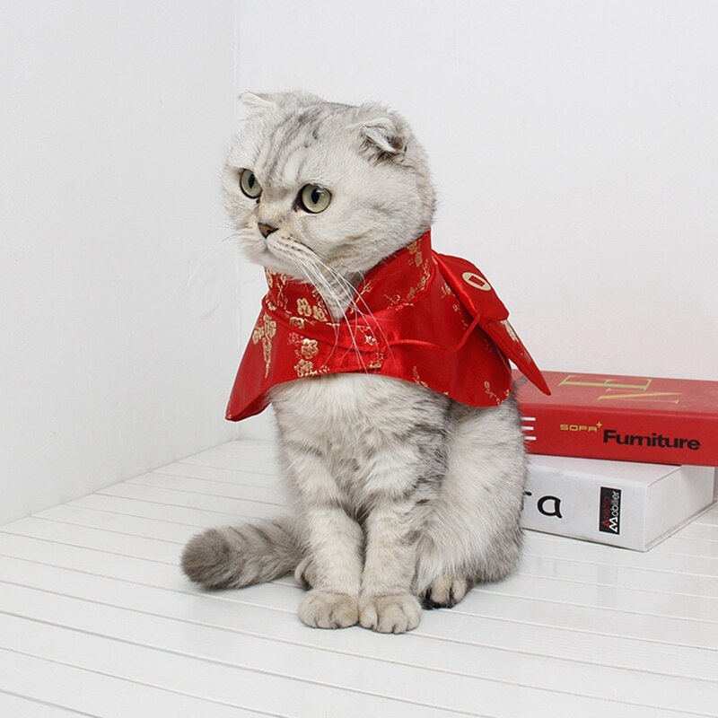 Pet Cat New Year Cloak Clothes Party Costume Chinese Tang Dynasty Dress Festival Cloak with Red Envelope for Puppy Clothing Pet Cat New Year Cloak Clothes Party Costume Chinese Tang Dynasty Dress Festival Cloak with Red Envelope for Puppy Clothing