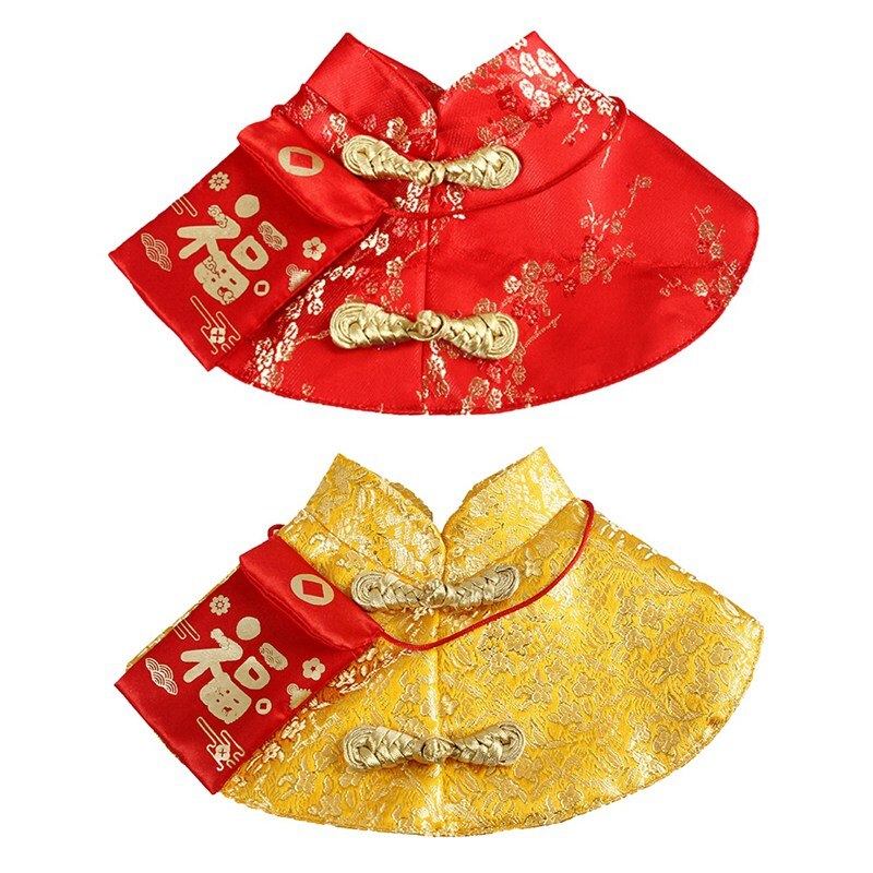 Pet Cat New Year Cloak Clothes Party Costume Chinese Tang Dynasty Dress Festival Cloak with Red Envelope for Puppy Clothing