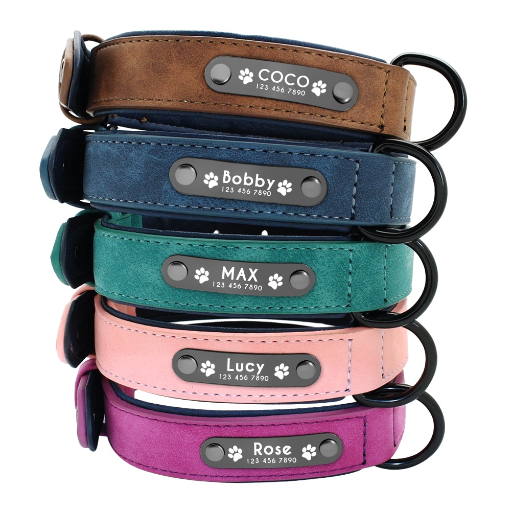 Dog Collars Personalized Custom Leather Dog Collar Name ID Tags For Small Medium Large Dogs Pitbull Bulldog Beagle Correa Perro Dog Collars Personalized Custom Leather Dog Collar Name ID Tags For Small Medium Large Dogs Pitbull Bulldog Beagle Correa Perro