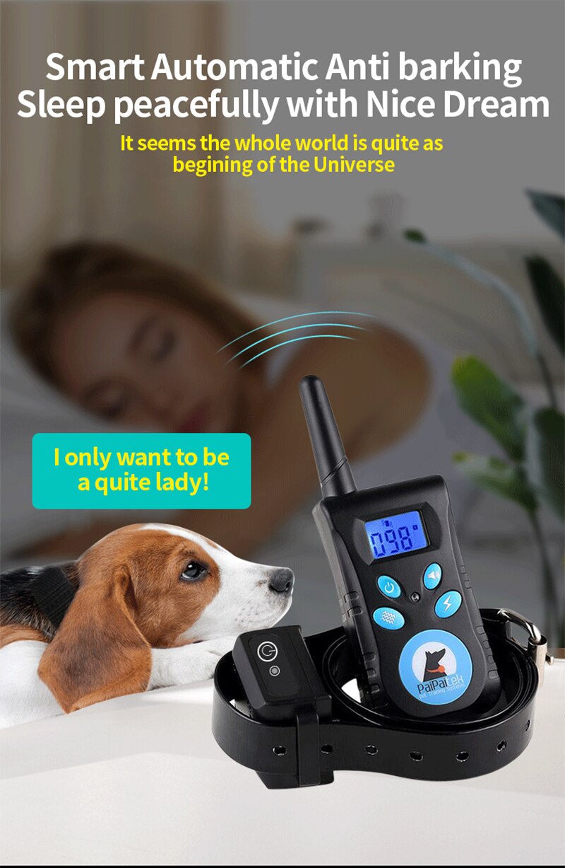 Paipaitek Dog Training Collar 2-in-1 Beep Vibration Shock Collar Waterproof Pet Trainer Collar With Remote and Barking Collar