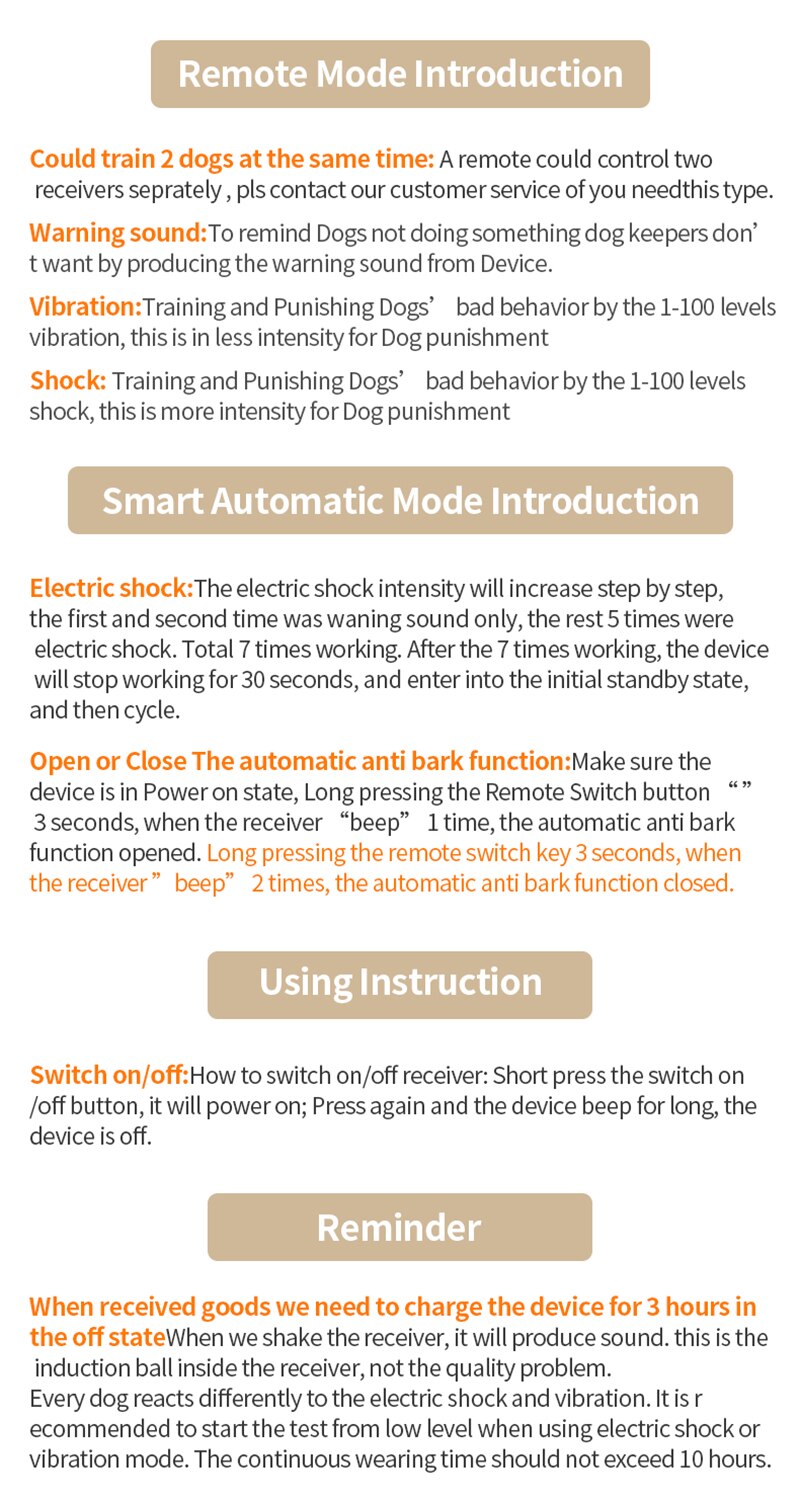 Paipaitek Dog Training Collar 2-in-1 Beep Vibration Shock Collar Waterproof Pet Trainer Collar With Remote and Barking Collar