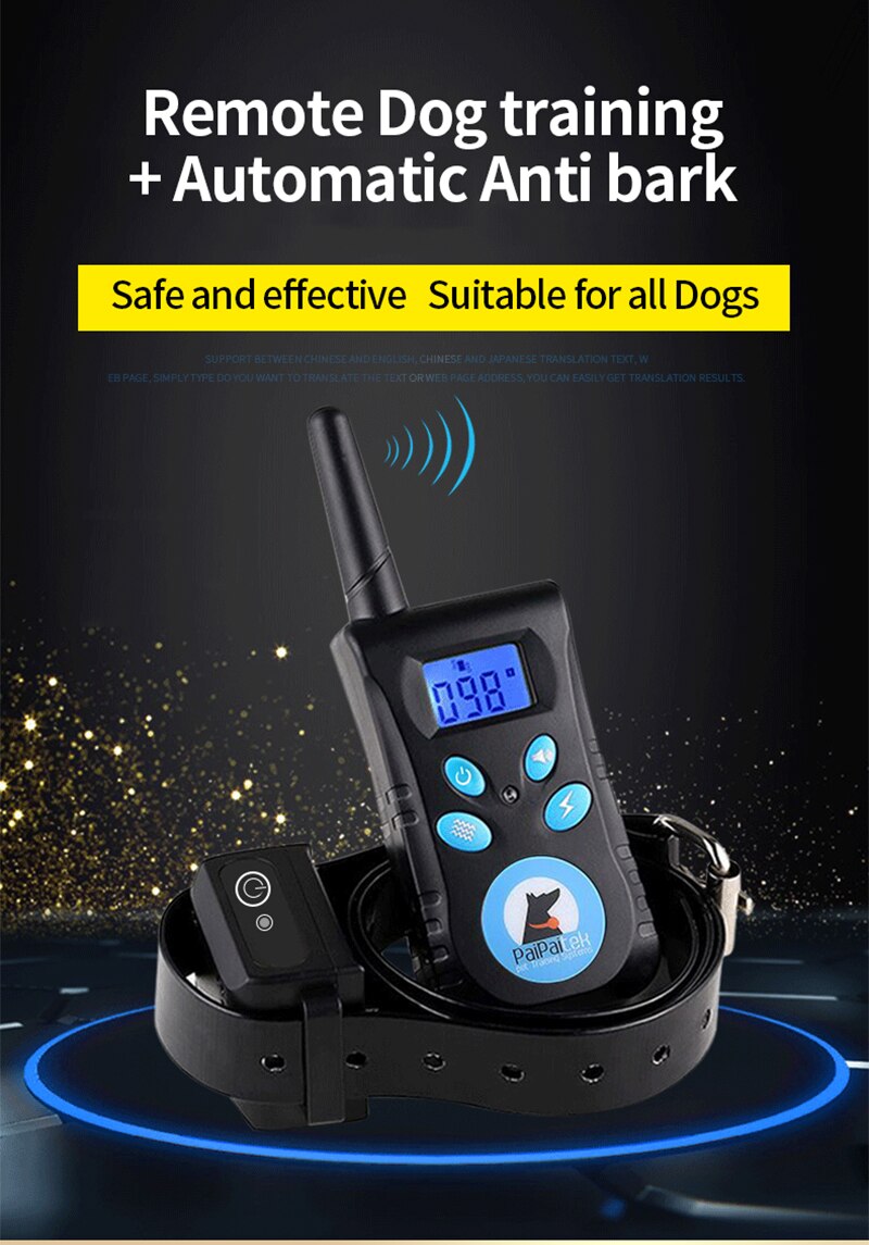 Paipaitek Dog Training Collar 2-in-1 Beep Vibration Shock Collar Waterproof Pet Trainer Collar With Remote and Barking Collar