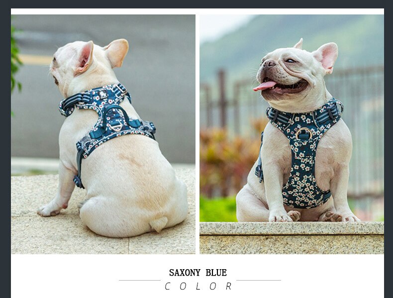 Truelove Pet Harness Floral No Pull Cotton Fabric Breathable and Reflective Soft Cats Dogs Small Medium Walking Running TLH5655