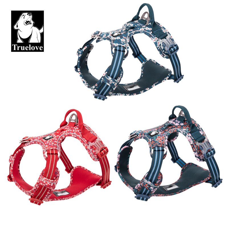 Truelove Pet Harness Floral No Pull Cotton Fabric Breathable and Reflective Soft Cats Dogs Small Medium Walking Running TLH5655 Truelove Pet Harness Floral No Pull Cotton Fabric Breathable and Reflective Soft Cats Dogs Small Medium Walking Running TLH5655
