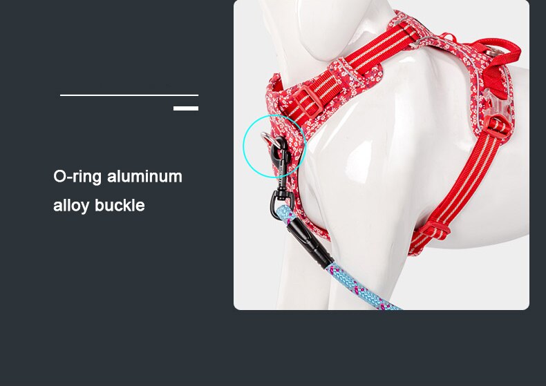 Truelove Pet Harness Floral No Pull Cotton Fabric Breathable and Reflective Soft Cats Dogs Small Medium Walking Running TLH5655