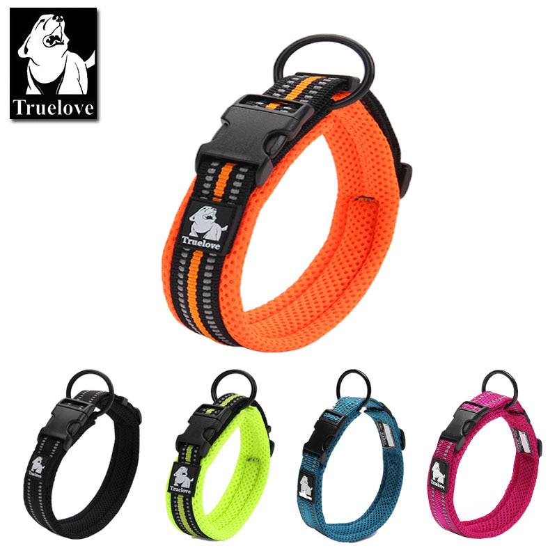Truelove Adjustable Mesh Padded Pet Dog Collar 3M Reflective Nylon Dog Collar Durable Heavy Duty for all breed all weather 8size Truelove Adjustable Mesh Padded Pet Dog Collar 3M Reflective Nylon Dog Collar Durable Heavy Duty for all breed all weather 8size