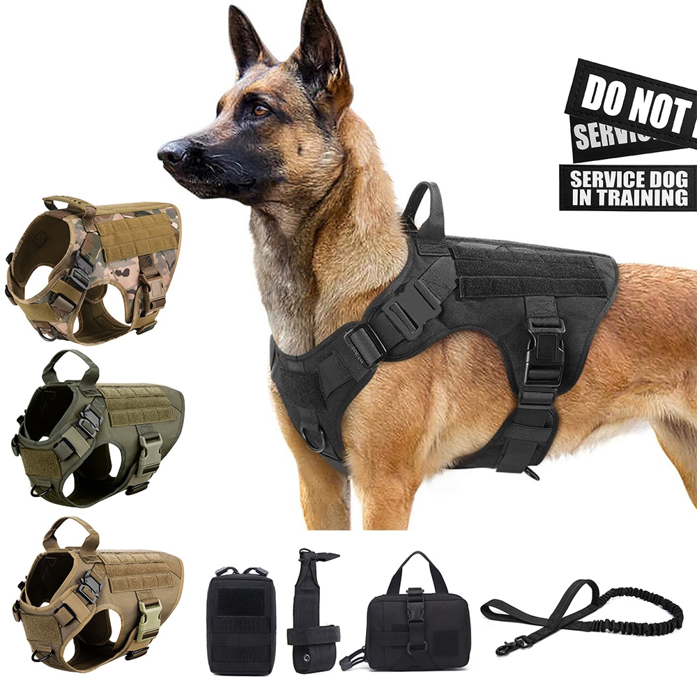 Tactical Dog Harness Pet German Shepherd K9 Malinois Training Vest Dog Harness and Leash Set For All Breeds Dogs Tactical Dog Harness Pet German Shepherd K9 Malinois Training Vest Dog Harness and Leash Set For All Breeds Dogs