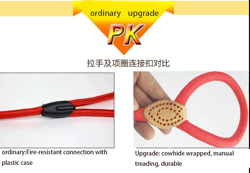 Dog Leash Slip Rope Lead Leash Heavy Duty Braided Rope Adjustable Loop Collar Training Leashes for Medium Large Dogs