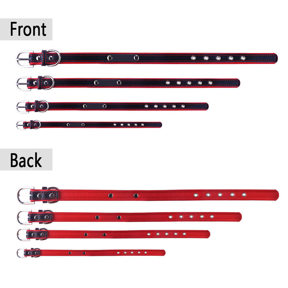 AiruiDog Adjustable Personalized Dog Collar Leather Puppy ID Name Custom Engraved XS-L