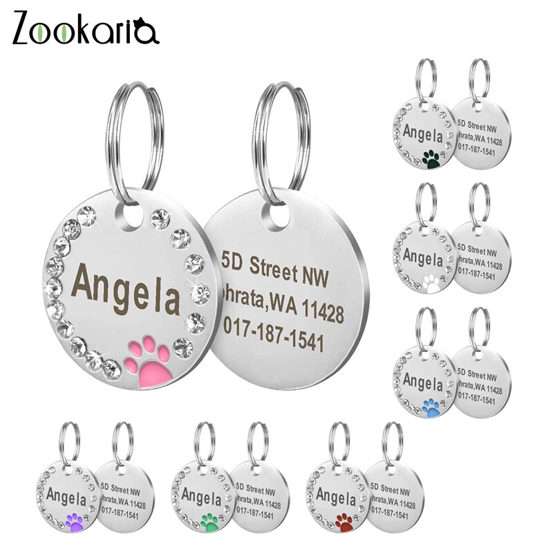 Anti-lost Custom Dog ID Tag Engraved Pet Dog Collar Accessories Personalized Cat Puppy ID Tag Stainless Steel Bone/Paw Name Tags Anti-lost Custom Dog ID Tag Engraved Pet Dog Collar Accessories Personalized Cat Puppy ID Tag Stainless Steel Bone/Paw Name Tags